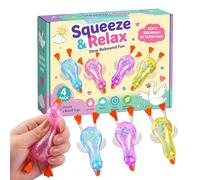 Sensory Squeeze Toy - 4 Piece Soft Slow Rising Glitter Duck Stress Relief Balls for Kids Adults | Stretchy Fidget Squeeze Set for Home Office School Classroom Work Study Travel Use