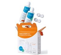 SENSOVIS Líquido lentillas solución unica 2 x 360ml + 100ml para viaje | Con más ácido hialurónico, calidad oftalmológica | Incluye 2 x estuches lentes de contacto