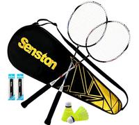 Senston Raqueta de bádminton para 2 jugadores, raquetas de bádminton con bolsa, volante, overgrip