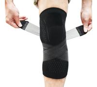 Senston Vendaje de rodilla con banda elástica ajustable bidireccional, Rodillera deportiva de 1 pieza, L