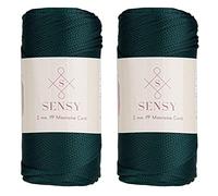 Sensy Premium - Cuerda de poliéster de 2 mm, 230 Metros, 100% Polipropileno, Cuerda de macramé, Cuerda de Ganchillo de 2 mm, Hilo de Ganchillo, Regalo para tejedor (Bosque Verde)