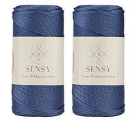 Sensy Premium - Cuerda de poliéster de 2 mm, 230 Metros, 100% Polipropileno, Cuerda de macramé, Cuerda de Ganchillo de 2 mm, Hilo de Ganchillo, Regalo para tejedor (Mezclilla)