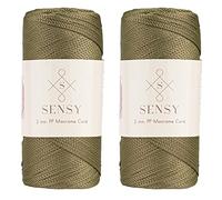 Sensy Premium - Cuerda de poliéster de 2 mm, 230 Metros, 100% Polipropileno, Cuerda de macramé, Cuerda de Ganchillo de 2 mm, Hilo de Ganchillo, Regalo para tejedor (Caqui)