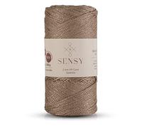 Sensy Premium - Cuerda de poliéster de 2 mm, 230 Metros, 90% Polipropileno 10% poliéster, Cuerda de macramé, Cuerda de Ganchillo de 2 mm, Hilo de Ganchillo, Regalo para tejedor (Latté Brillar)