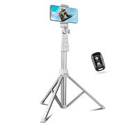Sensyne Trípode para teléfono de 67 pulgadas y palo selfie, soporte extensible para iPhone con control remoto inalámbrico y soporte para teléfono, compatible con teléfono celular, cámara (plateado)