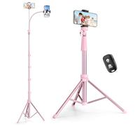 SENSYNE Trípode para teléfono de 88 pulgadas y palo para selfie, soporte extensible para teléfono celular con control remoto inalámbrico y soporte para teléfono, color rosa