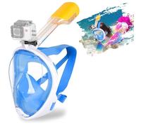 SENTAIMAO Máscara de esnórquel de cara completa para adultos con vista panorámica/diseño antivaho antifugas/soporte para cámara deportiva (azul S/M)