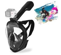 SENTAIMAO Máscara de esnórquel, máscara de buceo para adultos con vista panorámica/diseño antivaho antifugas/soporte de cámara deportiva (negro L/XL)