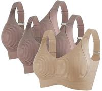 Sentdream - Brasier deportivo acanalado con push up ajustable para mujer, sin costuras, brasier deportivo de soporte completo, 3pcs-s, 4XL