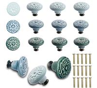 Senteen Pomo Armario Ceramica, 15pcs Pomos De Muebles De Cocina Colores Perillas Redondas De Cerámica Solo Agujero Pomos Cajones Dormitorio Tiradores De Muebles, Para Puertas Armarios Cajones Cómodas