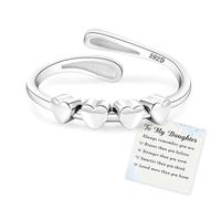 Senteria Anillos de ansiedad para mujer, anillos de plata de ley 925 con corazón, ajustable, anillo giratorio para el estrés, anillo giratorio para el pulgar para mujeres con ansiedad, Plata de ley