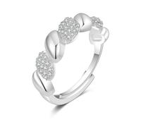 Senteria Anillos de plata para mujer, anillos ajustables para el pulgar para mujer con circonita cúbica, anillo de plata de ley trenzado para regalo, Metal, Circonita cúbica