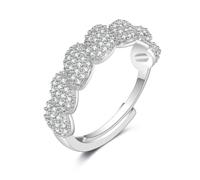 Senteria Anillos de plata para mujer, anillos ajustables para el pulgar para mujer con circonita cúbica, anillo de plata de ley trenzado para regalo, Metal, Circonita cúbica