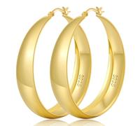 Senteria Aros dorados grandes, hipoalergénicos, chapados en oro de 14 quilates, ligeros y gruesos, para mujer 40MM