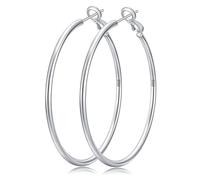 Senteria Pendientes de aro de plata 925 para mujer, hipoalergénicos, grandes, ligeros y finos 50MM
