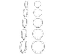Senteria Pendientes de aro de plata de ley 925, 5 pares, pequeños, hipoalergénicos, para mujer, cartílago, durmientes, 8/10/12/14/16 mm, Plata de ley, Sin piedra preciosa
