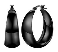 Senteria Pendientes de aro negros para mujer, hipoalergénicos, grandes, ligeros y gruesos, de 30mm