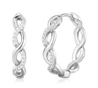 Senteria Sterling Silver Hoop Earrings for Women Lightweight Silver Hoops Earrings for Women Twisted Hoop Earrings with Cubic Zirconia Hypoallergenic Small Silver Hoop Earrings