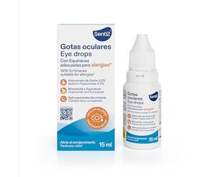 Senti2 - Gotas Hidratantes para Ojos Irritados y Secos por Alergias, Lágrima Artificial con Ácido Hialurónico 0,2% y Aptas para Lentes de Contacto, 15 ml