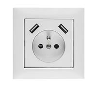 Sentia Enchufe Individual Z/U 16A con USB 2x2.1A 5VDC con Aberturas y Marco Blanco GPT 2P+Z 2xUSB 1488-00 elektro-plast nasielsk 5902431694146