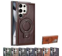Sentiment Value Leather Phone Case, Sentiment Value Magnetic Anti-Fall Bracket Protective Case, Sentimentvalue for Samsung S25 S24 S23 Ultra Plus (S25,Dark Brown)