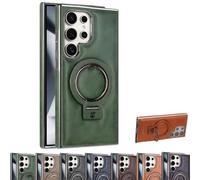 Sentiment Value Leather Phone Case, Sentiment Value Magnetic Anti-Fall Bracket Protective Case, Sentimentvalue for Samsung S25 S24 S23 Ultra Plus (S24Ultra,Green)