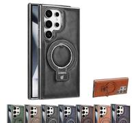Sentiment Value Leather Phone Case, Sentiment Value Magnetic Anti-Fall Bracket Protective Case, Sentimentvalue for Samsung S25 S24 S23 Ultra Plus (S24,Black)
