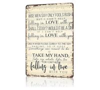 Sentimental Metal Tin Sign Famous Love Ballad Line Wall Decoration for Wedding Reception Party Decor 8 X 12 inch
