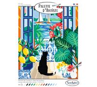 Sentosfera - Paleta de artista - El gato en la ventana - Pintura por números - 16 colores - Calidad Bellas Artes - Ocio y creativo adulto - Made in France