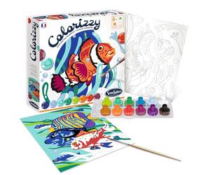 Sentosphère 3904502, diseño Peces Colorizzy, números, Juego de Pintura para niños, Carpa y Caballito de mar, Kit de Manualidades Creativo, DIY, Multicolor, Small