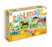 Sentosphère - Sablimage Caballos - Kit de Manualidades para niños - 4 Cuadros para Realizar - 16 Tonos de Arena de Colores - Concept Box con Marco - A Partir de 4 años - Fabricado en Francia - 887