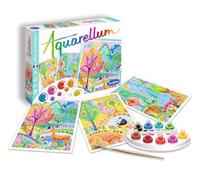 SentoSphère- Aquarellum Paisajes Oníricos - Kit de pintura acuarela - Actividad creativa con 3 cuadros 32,5 x 25 cm - 9 pinturas incluidas - 7 a 99 años - Fabricado en Francia -6404