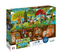 Sentosphère- Calypto 3907704, 2 x 24, Juego Tacto Suave, Puzzle Infantil con Piezas Grandes y Superficie Aterciopelada, Incluye póster de puzle, para niños a Partir de 3 años, Animales, Bosque, Color