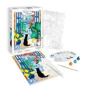 Sentosphère - El Gato en la Ventana - Kit de Pintura por Números Adultos y Adolescentes - Lienzo 16 Colores, Pinceles y Paleta - Manualidades DIY Relajantes - Regalo Creativo - Fabricado en Francia