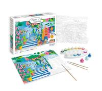 Sentosphère - La Ciudad Azul - Kit de Pintura por Números Adultos y Adolescentes - Lienzo 16 Colores, Pinceles y Paleta - Manualidades DIY Relajantes - Regalo Creativo - Fabricado en Francia