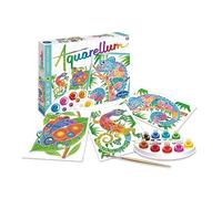 Sentosphère SEN6392 3906392 Aquarellum - Kit de pintura para niños, diseño de animales, grandes páginas para colorear, kit creativo, juego de 15 piezas
