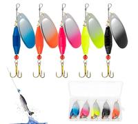 Señuelo de | 5 Piezas de Cebo Giratorio con Lentejuelas | Señuelo Flotante y Giratorio - para Ríos, Arroyos, Aguas Saladas, Aguas Dulces, Bass, Truchas, Botes y Lagos