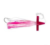 Señuelo de arrastre de 7 pulgadas con cabeza de ala de pulpo para cebo de mar Gt que apunta a atún y Mahi, color morado y blanco, equipo de pesca de agua salada resistente para juegos grandes (7
