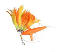 Señuelo de atún para caza grande con falda de arrastre de plumas, gancho de acero aplanado para tensión longitudinal, irradiación de luz UV para pesca nocturna y diseño (naranja)