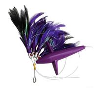 Señuelo de atún para pesca en barco con falda de arrastre de plumas, gancho de acero aplanado para fuerza longitudinal, cabeza de ala especial para movimiento dinámico y efecto UV (morado)