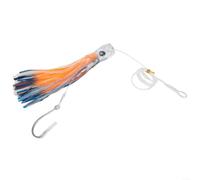 Señuelo de atún resistente con cebo de falda de pulpo, señuelo grande de pesca de mar para barco de agua salada y pesca de roca, ganchos de púas de alta resistencia (15 cm, 65 g, 4)