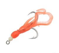 Señuelo de calamar de silicona 6/0 anzuelos brillantes para pesca en barco de agua salada, cebo suave realista para lubina, bacalao y caballa (2# naranja)