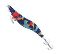 Señuelo de calamar, Squid Jig es un señuelo que bajo el agua para atraer calamares y peces. Anzuelo de camarón de madera con efecto luminoso, natación flexible, camarón realista para bacalao, v