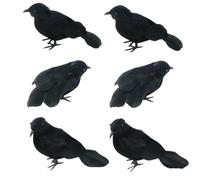 Señuelo de cuervo negro, paquete de 6 cuervos realistas de Halloween