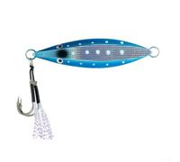 Señuelo de hierro de hundimiento lento que brilla en la oscuridad, diseño 60 g, 80 g, peso de fundición larga, cebo de metal con ganchos para pesca nocturna de agua salada, blanco, rosa, morado, azul