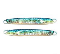 Señuelo de metal hundido de 15 g, ojos 3D, cebo de pesca de agua salada para lubina, caballa y lucio, aparejos de acción de natación vibratorios (azul verde 20 g)