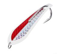 Señuelo de metal para mar profundo con escalas 3D para arrastre de caballa atún mar para lobo equipo de pesca de agua salada azul, rojo, verde, plata, rosa, amarillo, 12,5 cm (rojo plateado)