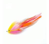 Señuelo de mosca de agua salada con ojos 3D, fibras reflectantes para trucha lubina, plumas naturales atadas a mano, 150 mm, naranja (WY101)
