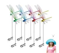 Señuelo de mosca de dragón natural colorido para decoración de jardín | Adorno artificial con clip de libélula para adultos, mujeres, hombres, jardineros, interiores, patio, granja, césped