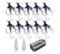Señuelo de Mosca, Kit de Señuelos para Pesca con Mosca, Anzuelo Doble Simulado 10 Piezas Cebo Atrayente para Camping Pesca En Agua Dulce Y Salada Aventuras Al Aire Libre para Hombres Y Padres